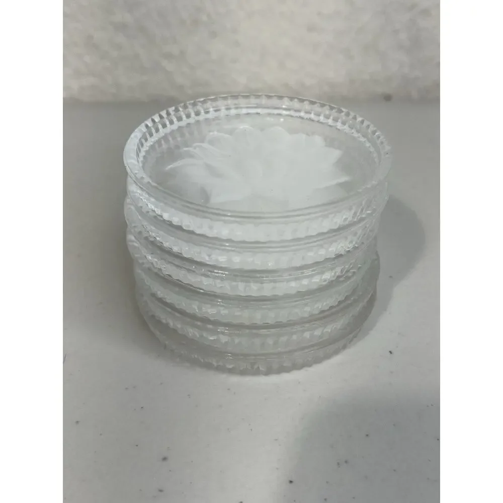 6 Genuine LEAD CRYSTAL COASTERS Floral WEST GERMANY 3 1/4 Diameter New Old Stock
